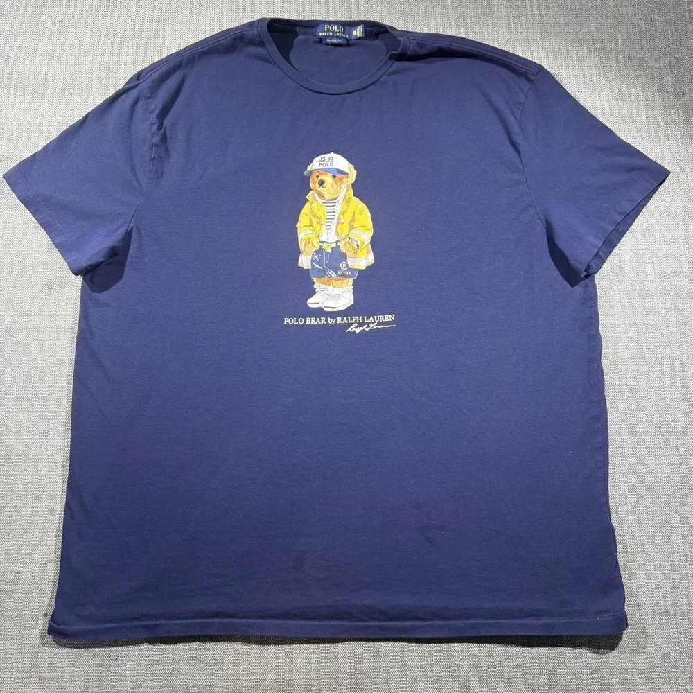 Polo Ralph Lauren Shirt Mens 2XL Blue Polo Bear Graphic Tee Streetwear